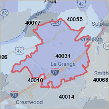 Map of ZIP code 40031 Louisville Kentucky