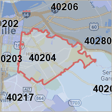 Map of 40204 Louisville Kentucky
