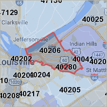 Map of 40206 Louisville Kentucky