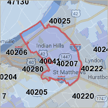 Map of 40207 Louisville Kentucky