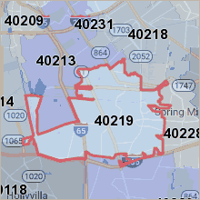 Map of 40219 Louisville Kentucky