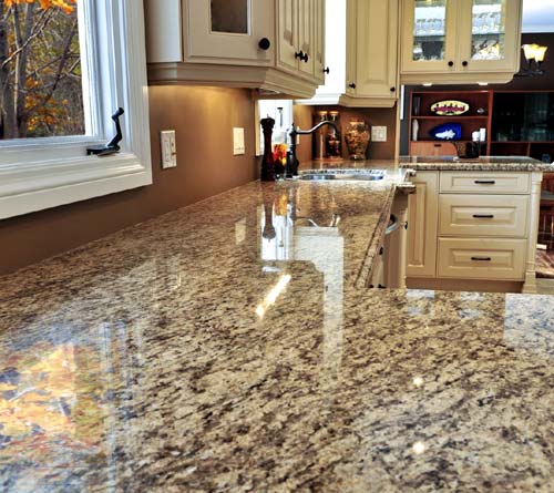 Photo of granite countertops in a kitchen