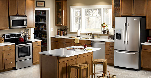 Photo of beautiful kitchen where caring for home appliances is mastered