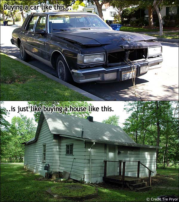 Buying a car is just like buying a house graphic comparison