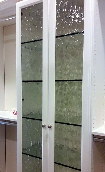 Photo of bubble glass in a closet cabinet.