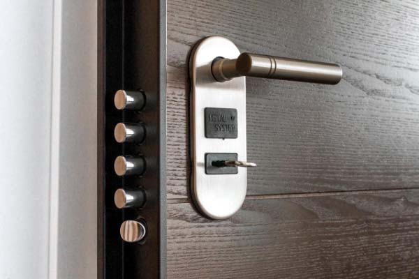 Photo of very secure door hardware with locks