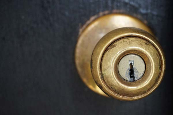 Photo of a knob door handle with lock