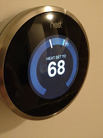 Photo of a Nest programmable thermostat