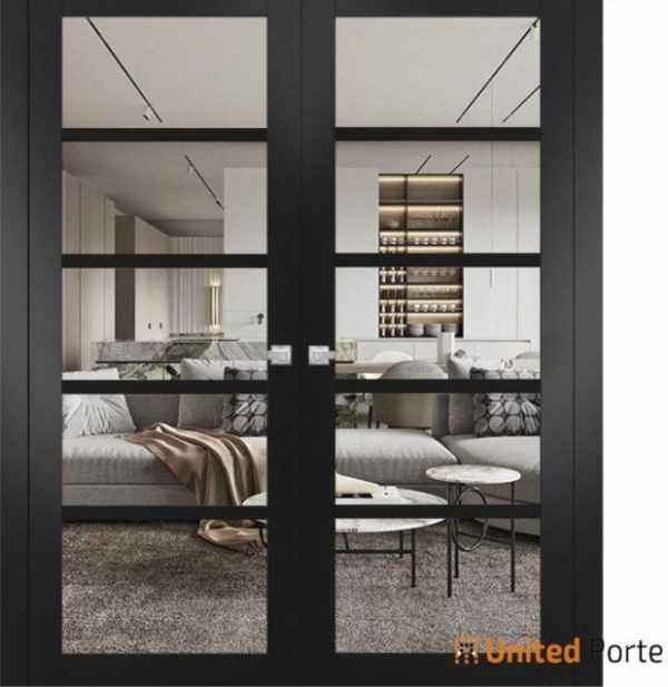 Interior French doors with clear glass inserts