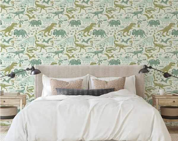 Photo of a bedroom with cute dinosaur wallpaper - How Custom Wall Murals Can Add Visual Interest to Any Home