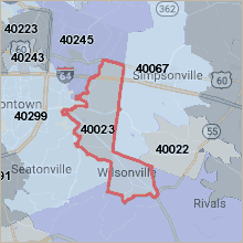 Map of 40023 Louisville Kentucky