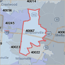 Map of 40067 Louisville Kentucky