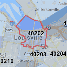 Map of 40202 Louisville Kentucky