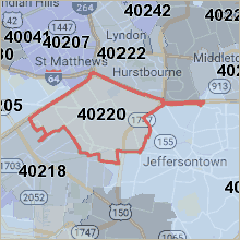Map of 40220 Louisville Kentucky