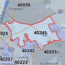 Map of 40241 Louisville Kentucky