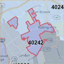 Map of 40242 Louisville Kentucky