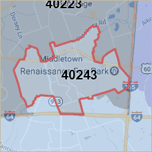 Map of 40243 Louisville Kentucky