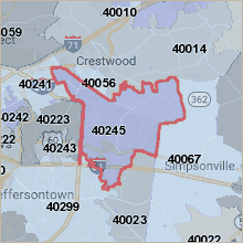 Map of 40245 Louisville Kentucky